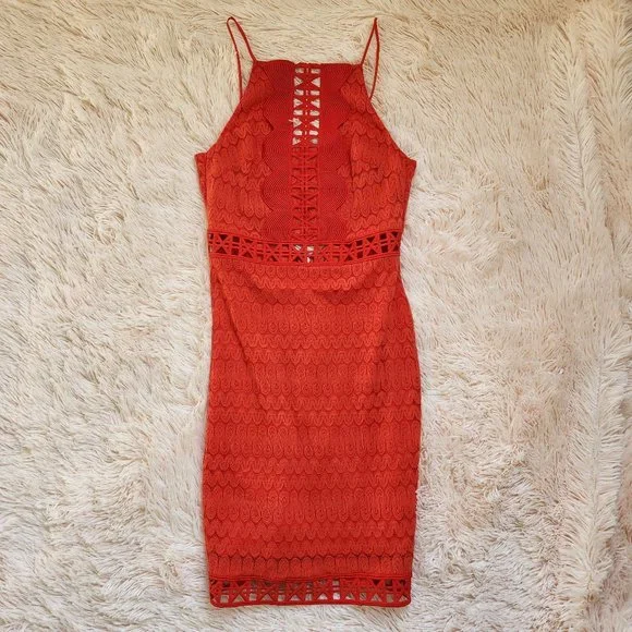 topshop red lace dress TopShop Red Floral Appliqu Sheer Dress